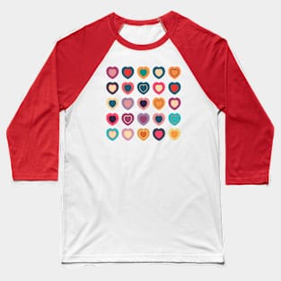 Colorful Hearts Valentines Pattern Baseball T-Shirt